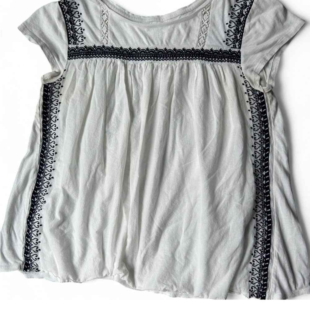 LOFT White and Navy Blouse Elegant Top